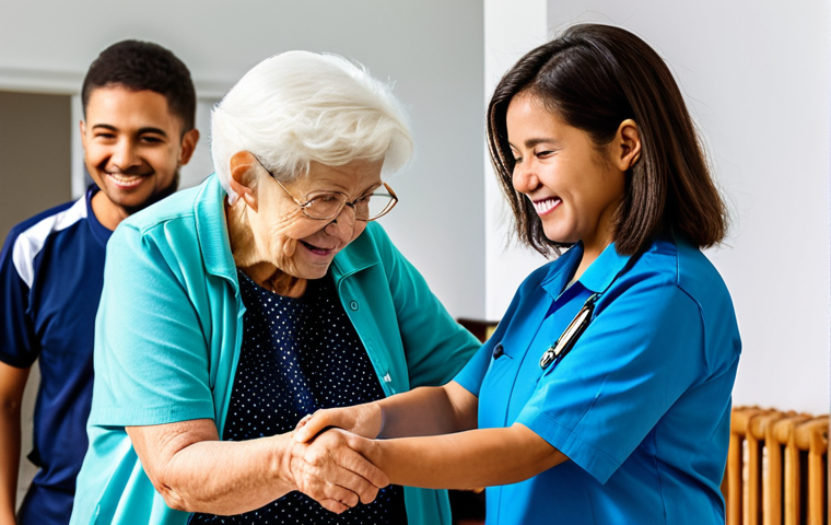 A diverse group of professional adults and compassionate volunteers, fully clothed in modest, practical attire, actively engaged in a community outreach project. They are shown assisting an elderly person with home improvements in a clean, well-lit modest home, or distributing essential supplies in a vibrant community center. The atmosphere is uplifting and hopeful, emphasizing human connection and dignified support. Professional photography, high resolution, soft natural lighting, realistic, perfect anatomy, correct proportions, natural pose, well-formed hands, proper finger count, natural body proportions, safe for work, appropriate content, fully clothed, professional, family-friendly.