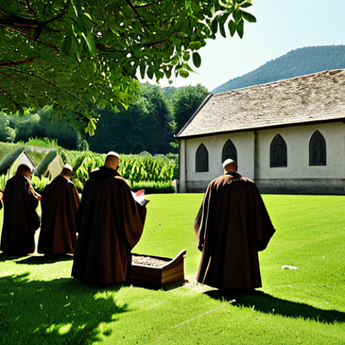 Medieval Monastery Scene**

"A serene medieval monastery nestled in a lush green valley. Monks in simple, fully clothed brown robes are tending to a garden, writing in the library, and attending a service in a grand stone chapel. soft, natural lighting, historical accuracy, safe for work, appropriate content, fully clothed, professional, family-friendly, perfect anatomy, correct proportions, natural pose, well-formed hands, proper finger count, natural body proportions, high resolution, detailed textures."

**