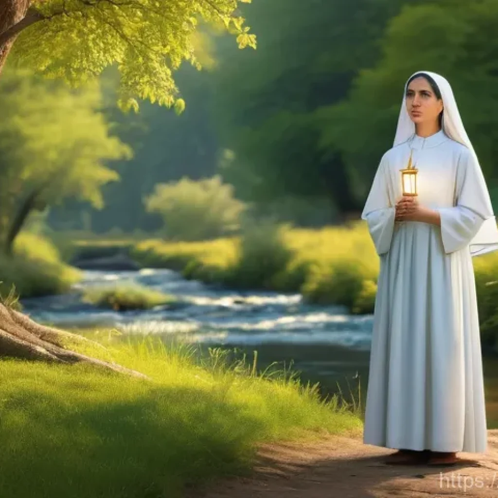 기독교의 성인 전통 - **Prompt 1: The Guiding Light of Faith**
A serene, historical depiction of a female saint, perha...