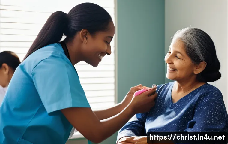 기독교 자선 단체 - A compassionate scene at a modern Christian charity medical clinic, showing diverse healthcare volun...