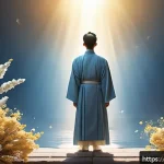 Home 18 기독교적 인간관 - A serene and contemplative scene depicting a dignified human figure standing in a glowing, ethereal ...