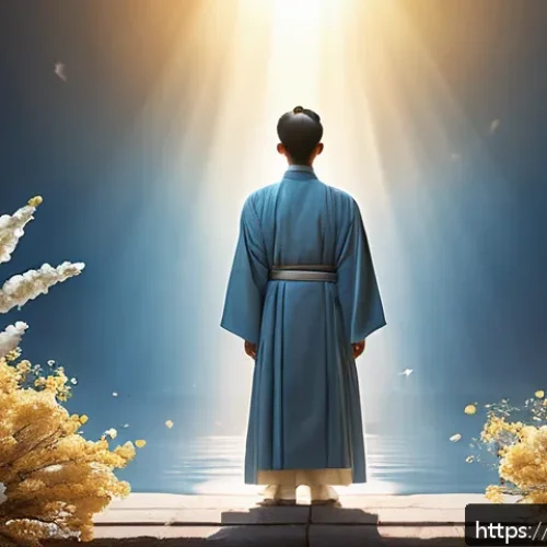 Home 30 기독교적 인간관 - A serene and contemplative scene depicting a dignified human figure standing in a glowing, ethereal ...